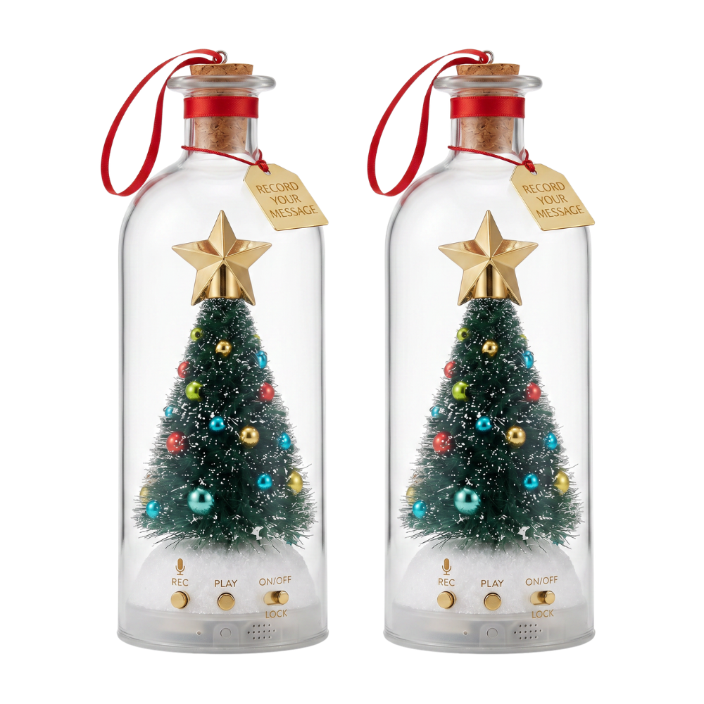 Two Record-a-Message Christmas Trees