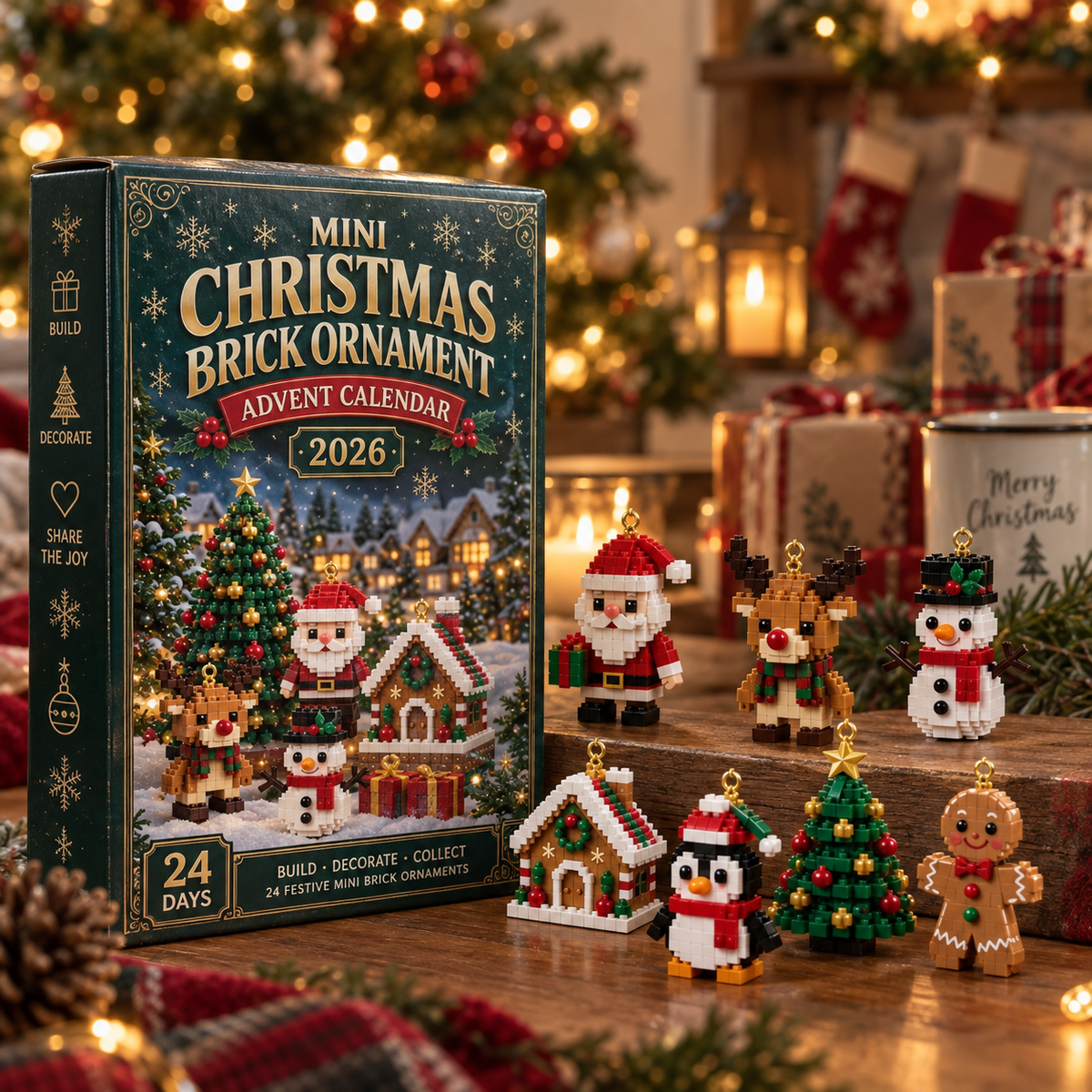 24-Day Mini Christmas Brick Ornament Advent Calendar