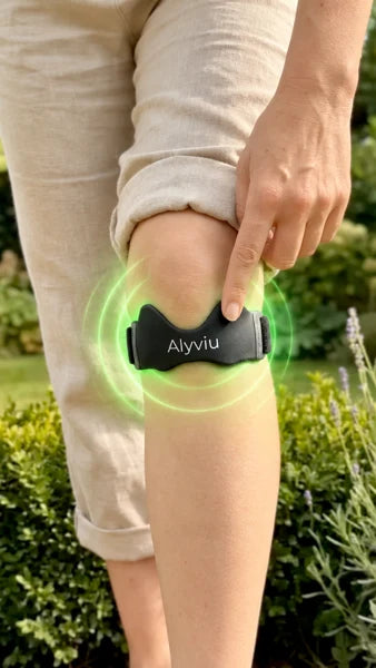 Illustration of the Alyviu knee strap in use